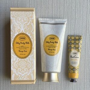 Sabon Mango kiwi silky body milk and hand cream set